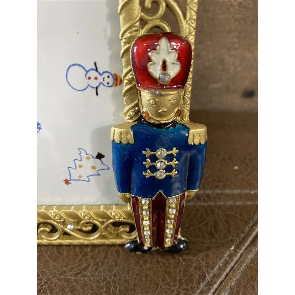Vintage Christmas Nutcracker Photo Frame 4x6 Ornate Gold Scrollwork Table Decor‎